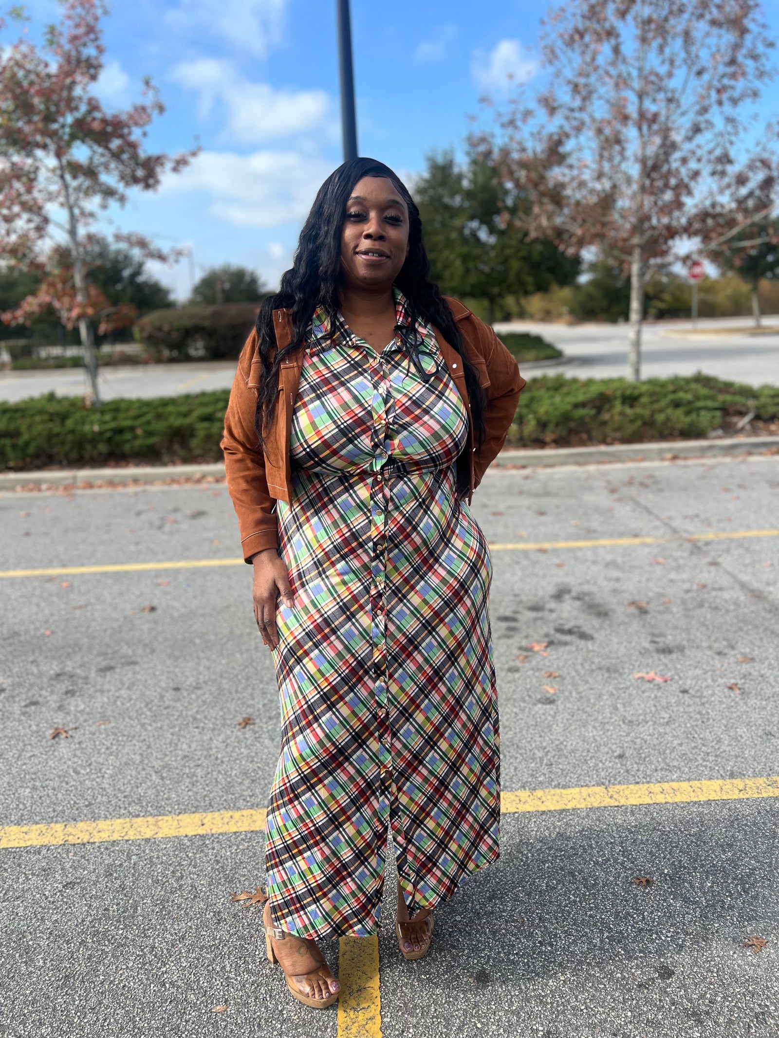 Multi Plaid Maxi Dress